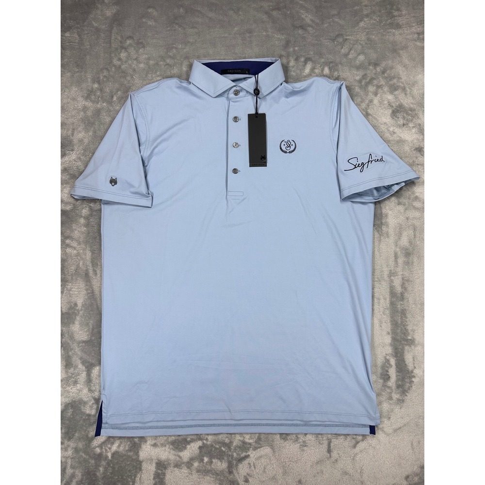Greyson Cayuse Polo Mens Large Blue Siegfried Golf Shirt Short Sleeve New